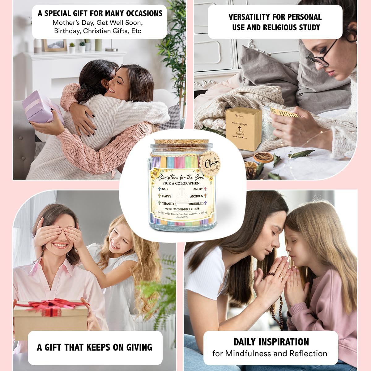 Regine Switzerland Inspirational Bible Verse Jar - Meaningful Religious Gift for Mom | Prayer Jar with Scriptures