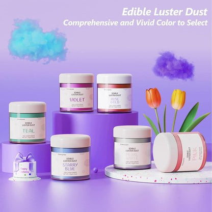 Cherrysea Violet Edible Luster Dust - Tasteless Food-Grade Cake Dusting Powder | 10 Grams for Baking