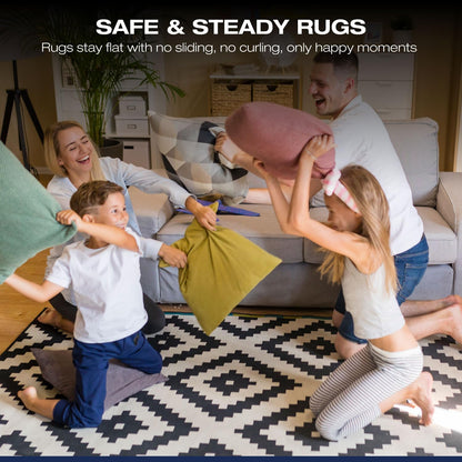 Reusable Rug Grippers by [Brand Name] - 12 Non-Slip Pads for Area Rugs | Double-Sided Adhesive for Hardwood & Tile