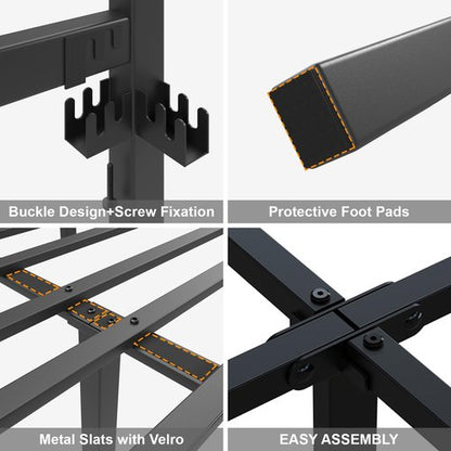 LoVinson Queen Size Bed Frame, Heavy Duty Platform Bed Frame with Strong Metal Foundation,Under Bed Storage,Mattress Foundation,No Box Spring Required,Easy Assembly, Black