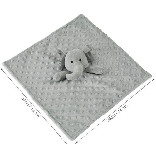 BORITAR Elephant Baby Security Blanket - Soft Minky Dot Fabric Lovey with Cute Animal Backing | 14-Inch Plush Cuddle Blankie