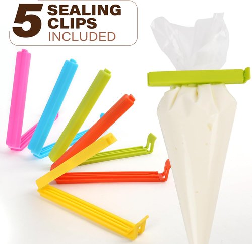 LotFancy Piping Bags - Extra Thick 18 Inch Disposable Pastry Bags with 5 Clips | Pack of 100 for Cake Decorating