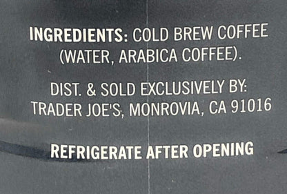 Trader Joes Cold Brew Coffee 100% Arabica Ready To Drink - Pack of 2 Bottles - 32 fl oz per Bottle