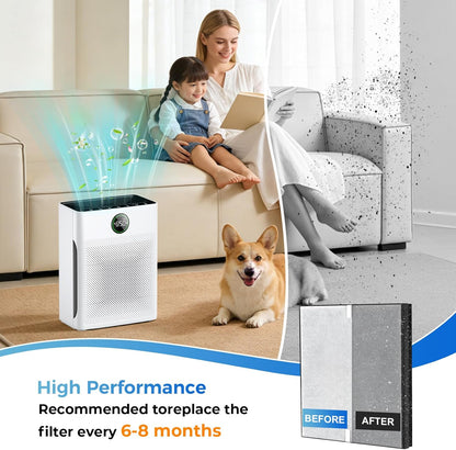 Mooka PR1 Replacement Air Filter - High-Efficiency Washable Filters for Large Rooms up to 2200 sq.ft | 2 Pack