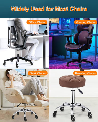 RidRed Office Chair Wheels - Heavy-Duty 3 Inch Rubber Casters - Universal Fit, Noise-Free, Ideal for All Floors (Set of 5)