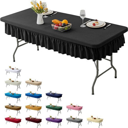 4ft Black Stretch Tablecloth by [Brand Name] - Waterproof, Wrinkle-Resistant Design for Events