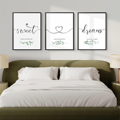 Sweet Dreams Wall Art by Framed | Modern Minimalist Canvas Prints for Bedroom Decor | 12x16 Inch