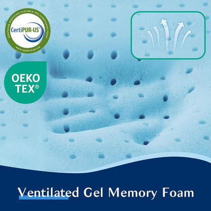 Skiennix Ultra Thin Cooling Gel Pillow - Perfect for Stomach & Back Sleepers | 2.75-Inch Memory Foam for Neck Pain Relief