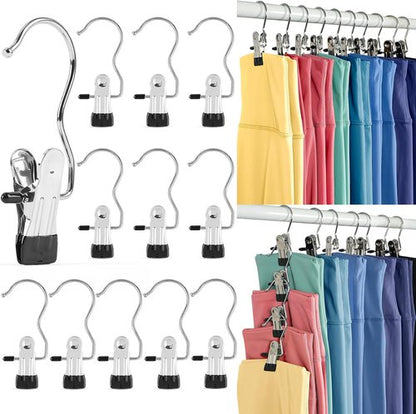 HOUSE DAY Black Velvet Hangers - 60 Pack with Clips for Leggings Organization & Storage