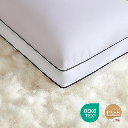 Feather Down Pillows King Size Set of 2 Pack,Luxury Hotel Collection Bed Pillows for Sleeping, Fluffy Soft Medium Firm Down Surround Gusseted Pillows for Side Back Stomach Sleepers 20 x 36 in