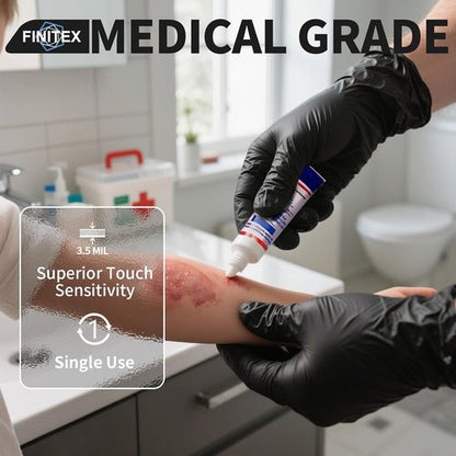 FINITEX Nitrile Disposable Black Gloves - 3.5mil Powder-Free & Latex-Free | Ideal for Cleaning & Food Prep (Pack of 60)