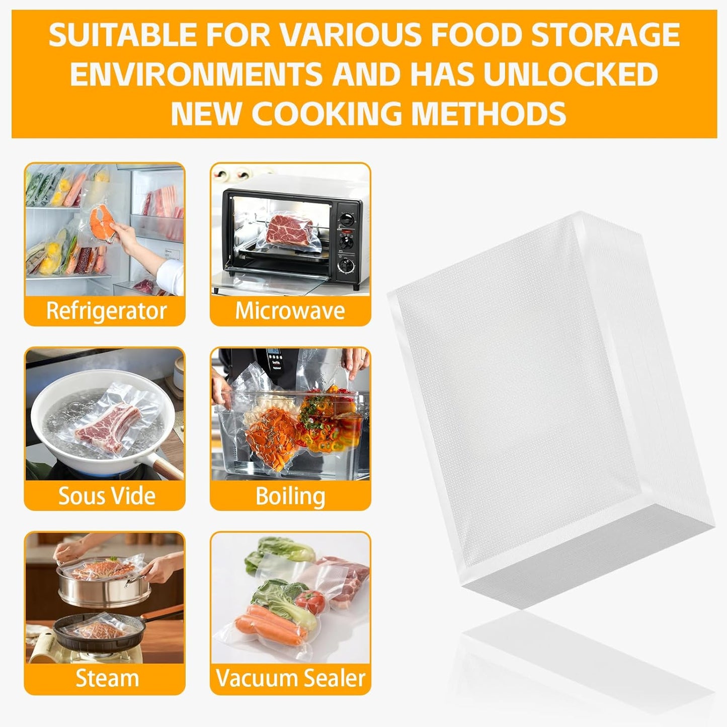 Vacuum Sealer Bags by [Brand Name] - Heavy-Duty 10x7 Inch, BPA-Free & Puncture-Resistant | Ideal for Food Storage & Sous Vide Cooking