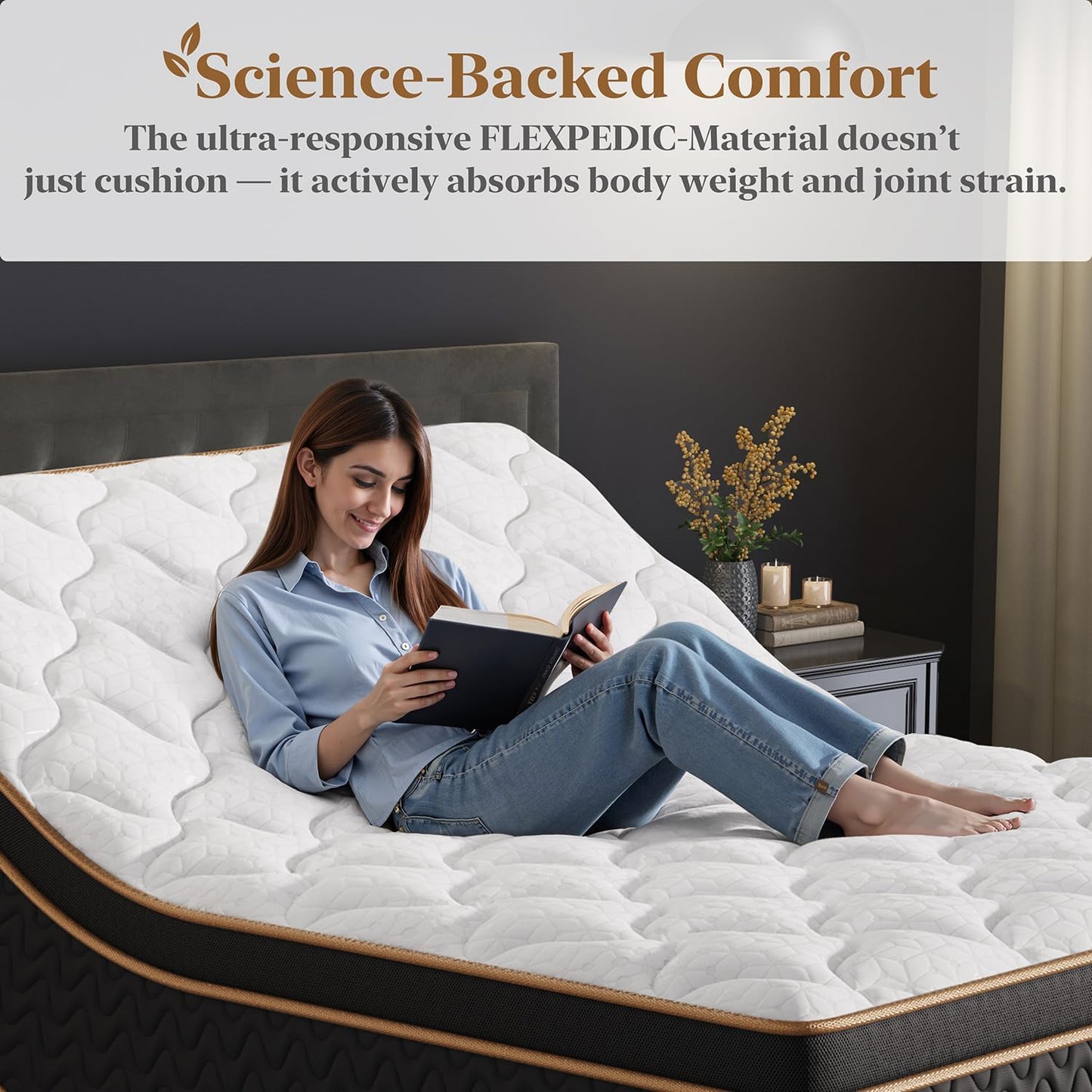 Queen Mattress - 12 Inch Cooling Hybrid Bed in a Box | 7-Zone Pocket Spring for Motion Isolation & Support