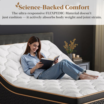 Queen Mattress - 12 Inch Cooling Hybrid Bed in a Box | 7-Zone Pocket Spring for Motion Isolation & Support