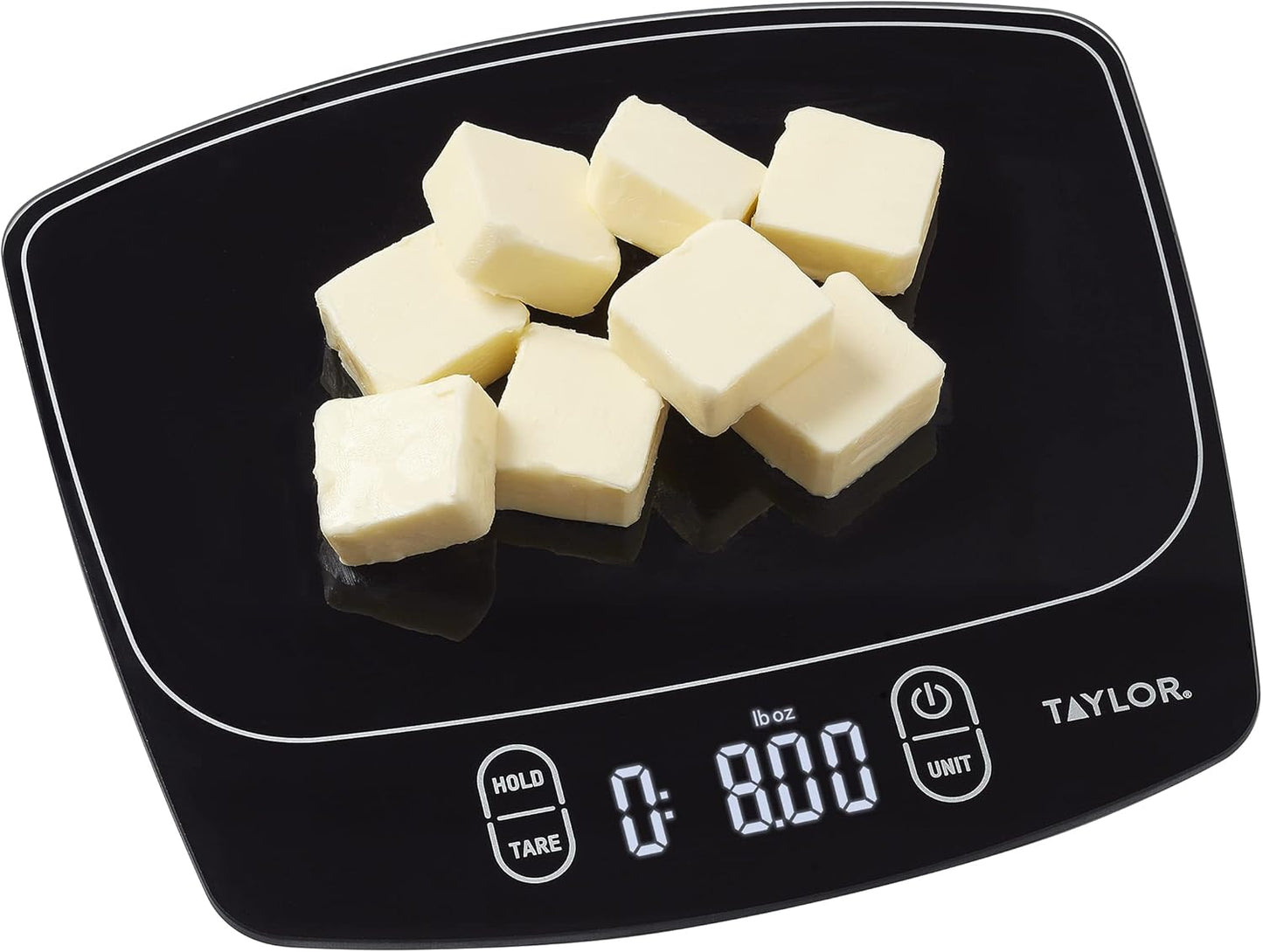 Taylor Waterproof Digital Kitchen Scale - Accurate Measurements Up to 11 Pounds | Sleek Black Design