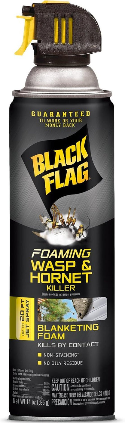 Black Flag Foaming Wasp and Hornet Killer - 14 Ounce Aerosol Insecticide Spray | 12 Pack