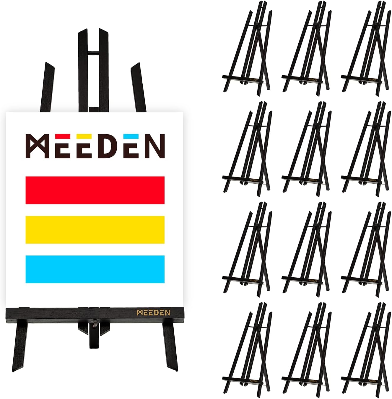 MEEDEN Tabletop Easel Stand - 20" x 12 Pack Pine Wood Mini Easels for Display & Painting - Black