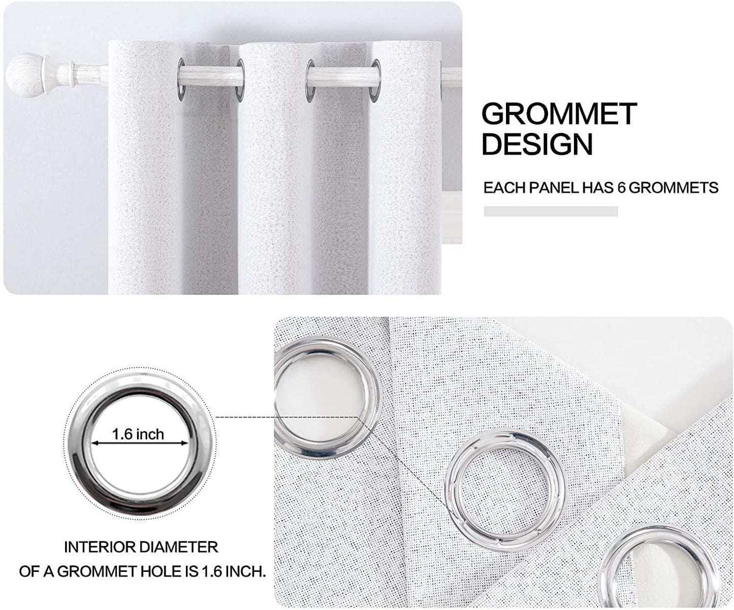 MIULEE Blackout Curtains - 100% Thermal Insulated Room Darkening Drapes | Grayish White, 42x63 Inch (2 Panels)