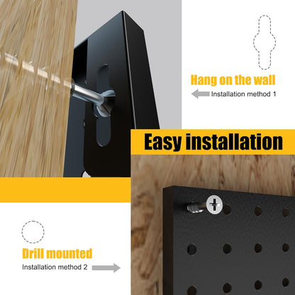 Spampur Metal Pegboard Panels - 4 Pack with 50 Hooks | Heavy-Duty Wall Organizer for Home & Garage