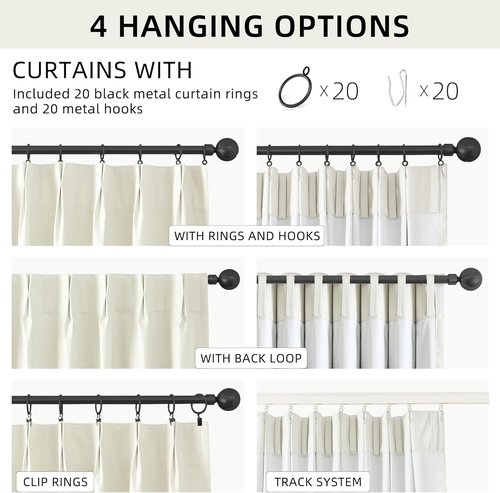 ChrisDowa Ivory Blackout Linen Curtains - 84-Inch Thermal Insulated Drapes for Living Room & Bedroom | 2 Panels