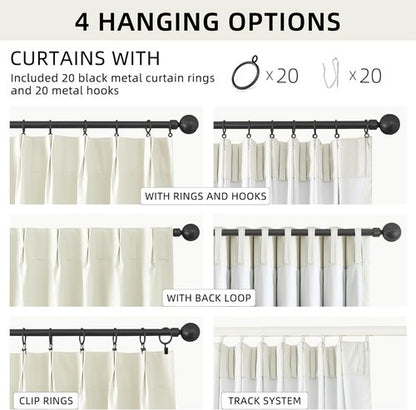 ChrisDowa Ivory Blackout Linen Curtains - 84-Inch Thermal Insulated Drapes for Living Room & Bedroom | 2 Panels
