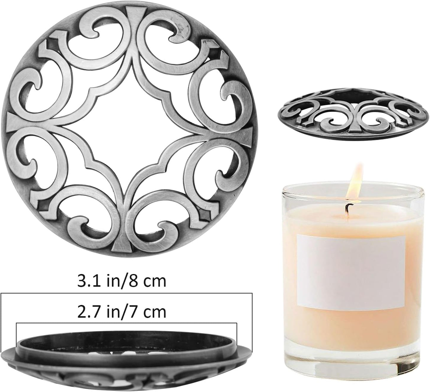 MrMrKura Candle Toppers - 2 Pcs Metal Covers for Even Burning | Perfect Gift for Women