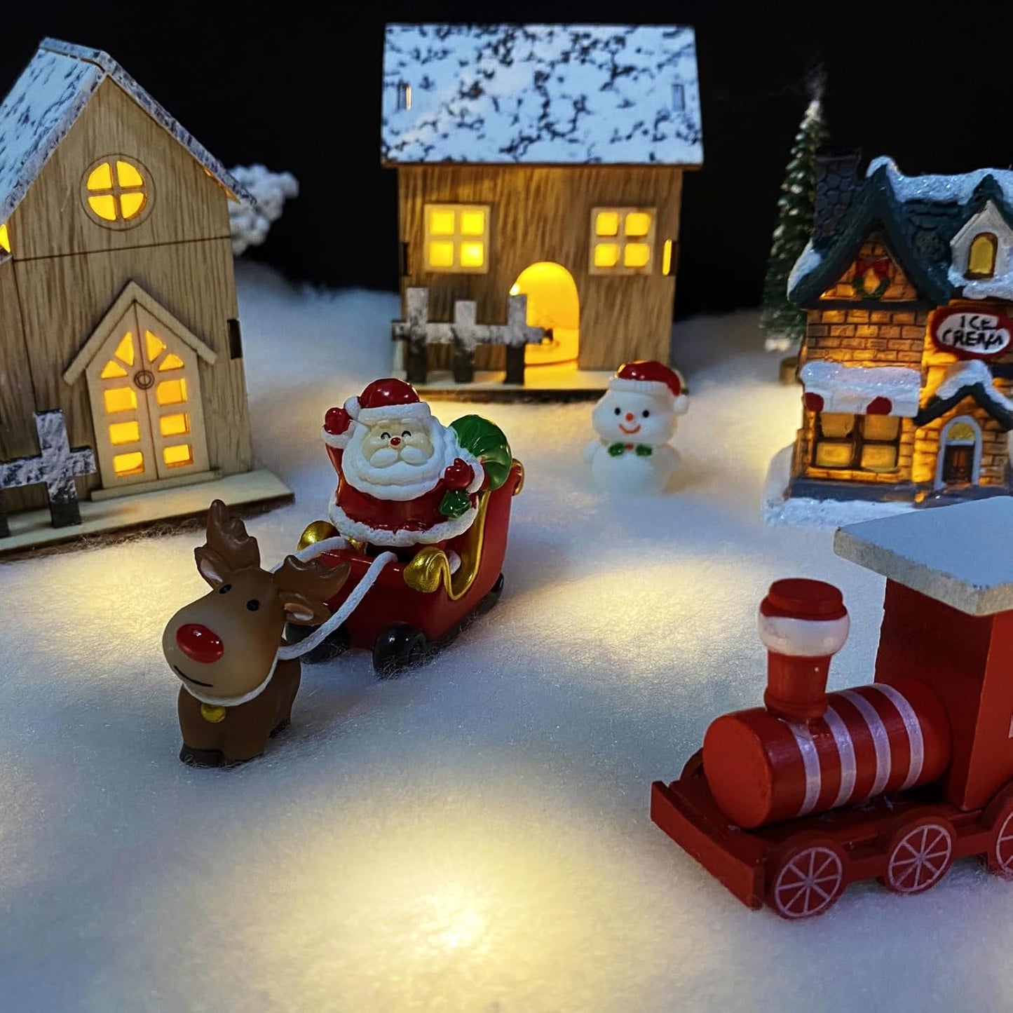 Skiennix Christmas Snow Blanket - 1.3x5.25 Ft Faux Snow Roll with 50 LED Lights | Perfect for Winter Village Displays