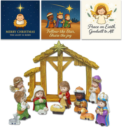 Nativity Scene Figurine Set by 2025 - 12-Piece Christmas Manger Display with Holy Family & Wise Men | Gift-Boxed Holiday Décor