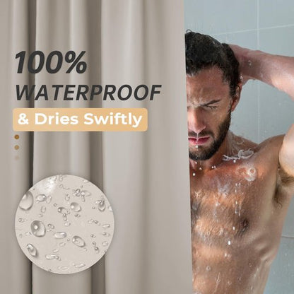 AmazerBath Thick PEVA Shower Curtain - Tan, Waterproof 72x72, Heavy Duty with 3 Weighted Stones and 12 Grommets
