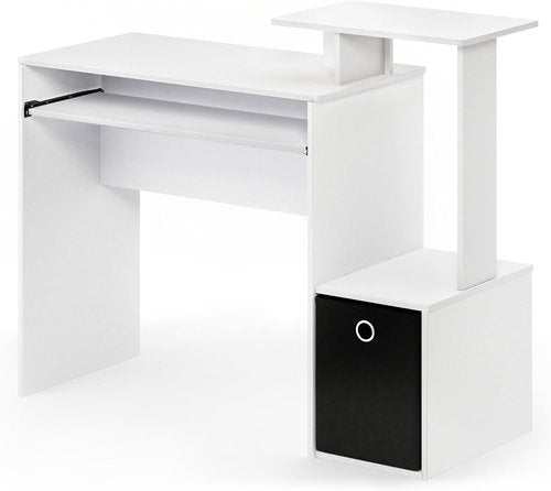 Furinno Econ Writing Desk - Stylish Home Office Computer Desk in White/Black Finish