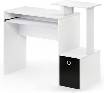 Furinno Econ Writing Desk - Stylish Home Office Computer Desk in White/Black Finish
