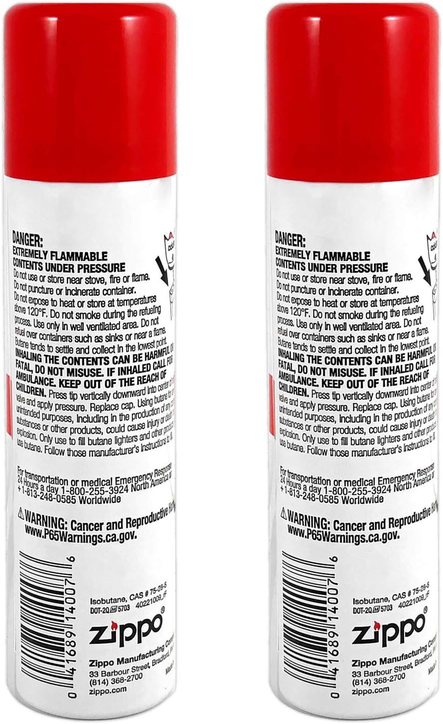 Zippo Butane Fuel Refill - High-Purity Clean Burning Fuel for Lighters & Torches - 75ml 2-Pack