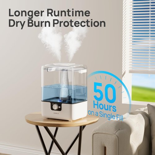 CHIVALZ 6L Cool Mist Humidifier - Quiet 26dB Top Fill Design for Bedroom & Baby | 50H Run Time, White