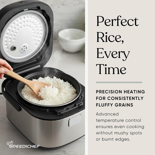 10-Cup Rice Cooker by [Brand Name] - Smart Rice Maker with Nonstick Pot & Steamer Basket | Delay Timer & Keep Warm Function | BPA-Free & Non-Toxic, Stainless Steel