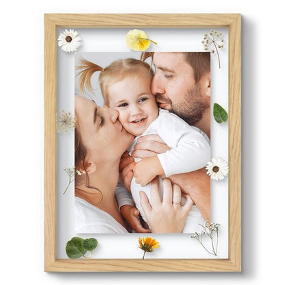 12x16 Floating Picture Frame - Solid Wood Frame for Pressed Flower - Real Glass of Front - Use as 8.5x11 or 11x14 Picture Frame - for Wall Mount Display (Natural Wood, 1 Pack)