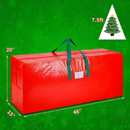 KRYSTY Christmas Tree Storage Bag - Durable Waterproof Zippered Bag for 7.5 Ft Holiday Tree | Red