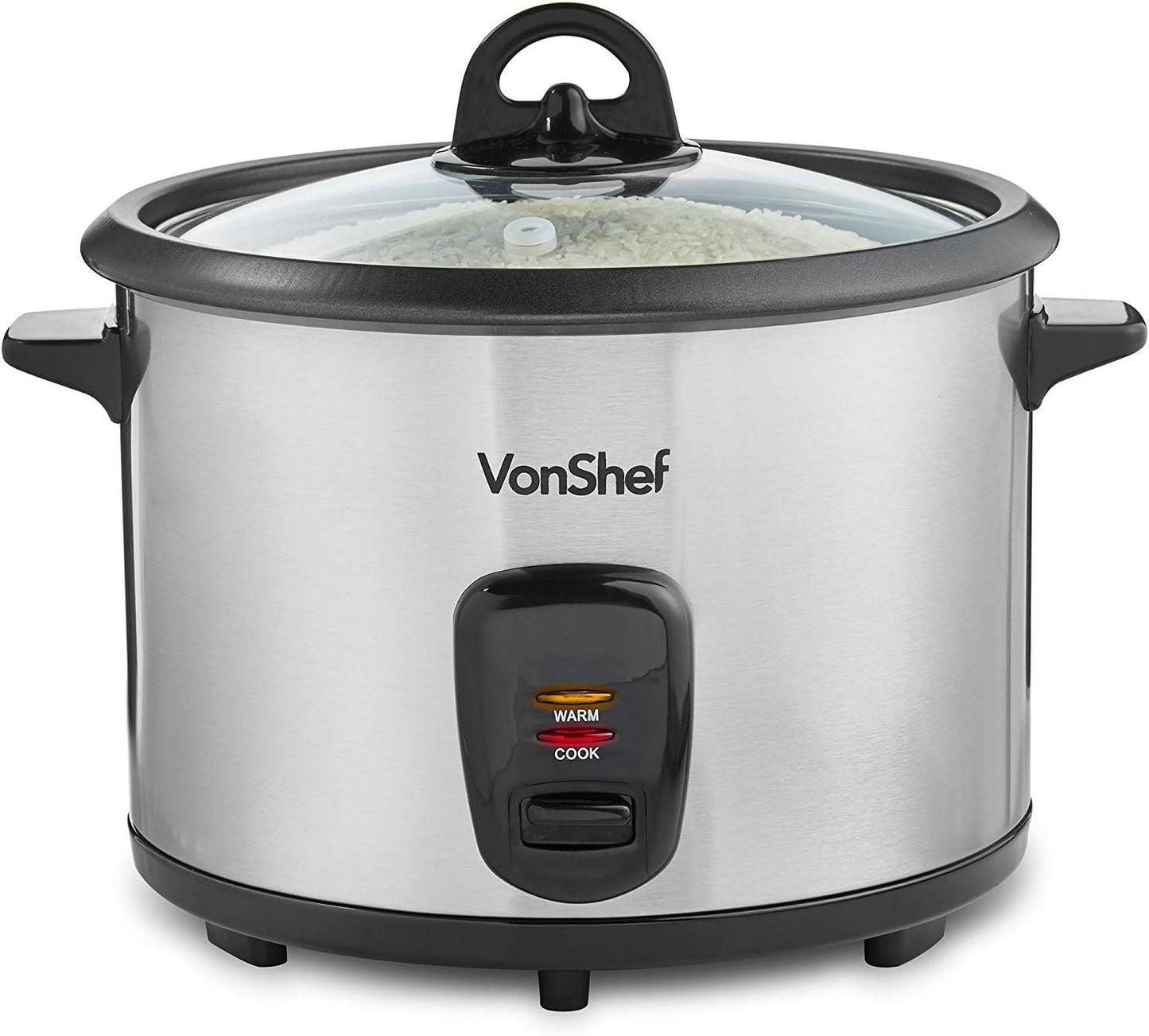 Vonshef 10-Cup Rice Cooker - Non-Stick Stainless Steel with Dynastar Adapters | 220V 240V