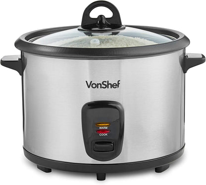 Vonshef 10-Cup Rice Cooker - Non-Stick Stainless Steel with Dynastar Adapters | 220V 240V