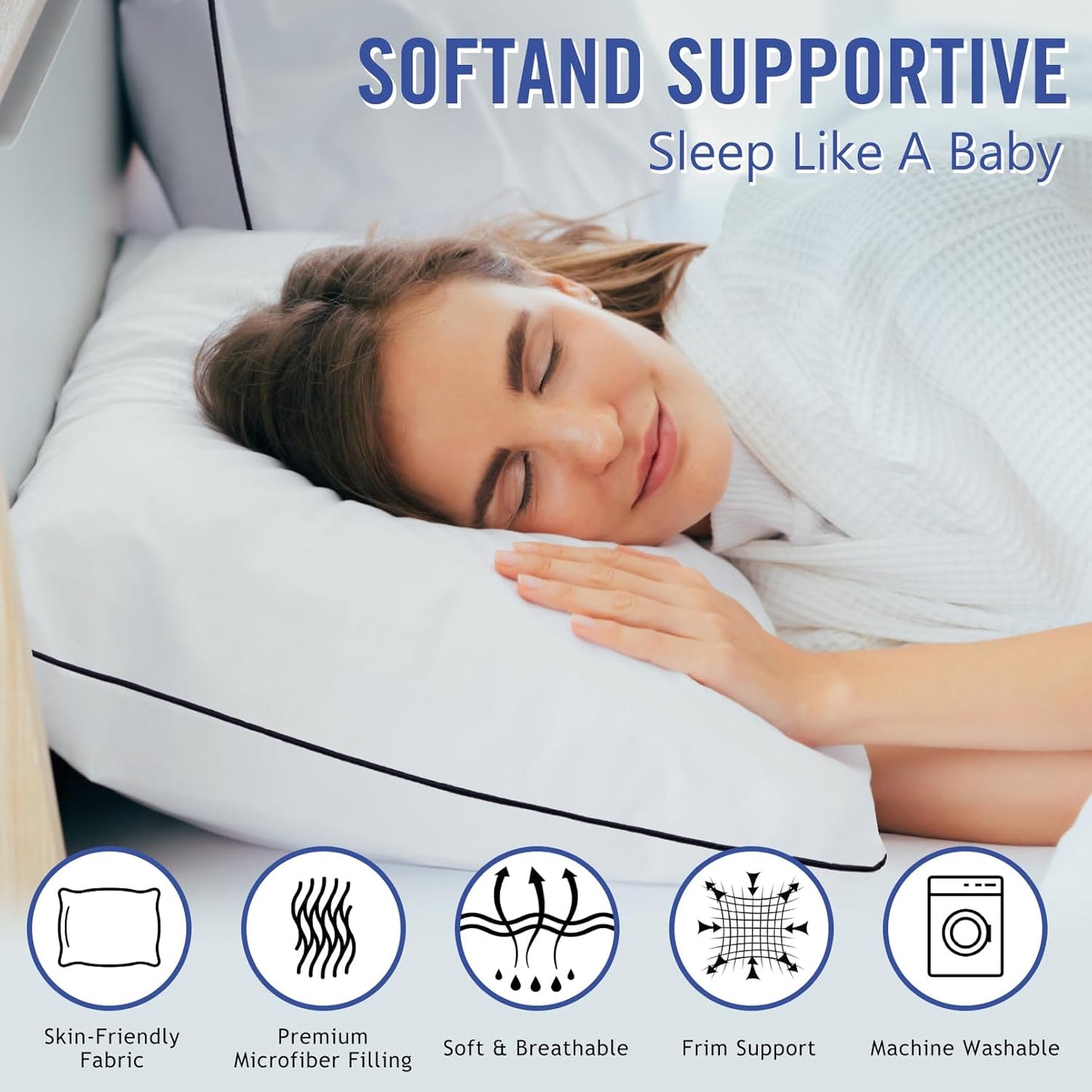 Vorouhals Hotel Collection Bed Pillows - Cooling Down Alternative | 2-Pack Standard Size for All Sleepers