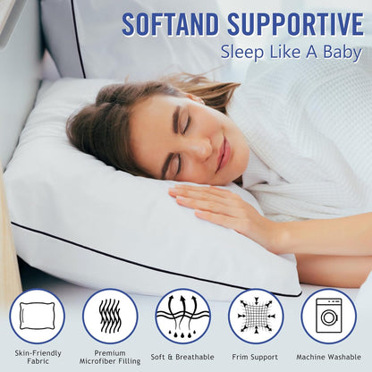 Vorouhals Hotel Collection Bed Pillows - Cooling Down Alternative | 2-Pack Standard Size for All Sleepers