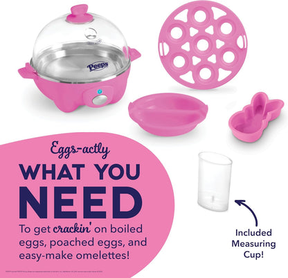 PEEPS & Dash Rapid Egg Cooker - Boil, Poach & Steam Up to 7 Eggs - Dishwasher Safe & BPA Free - Pink