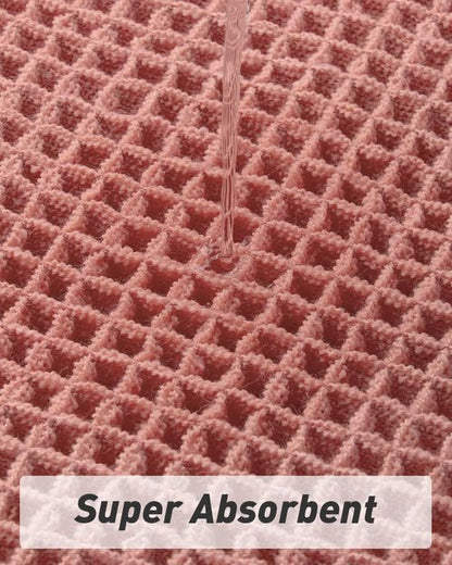 AMOAMI Upgraded Waffle Bath Mat, Super Absorbent Non Slip Bath Mats for Bathroom Floor, Machine Washable Bathroom Rugs with Tassels, Rubber Backed Bathroom Mats, Ultra Soft, 24" x 36", Coral