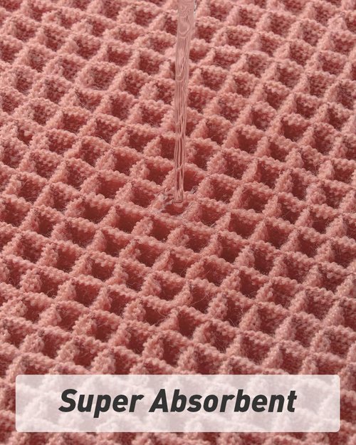 AMOAMI Upgraded Waffle Bath Mat, Super Absorbent Non Slip Bath Mats for Bathroom Floor, Machine Washable Bathroom Rugs with Tassels, Rubber Backed Bathroom Mats, Ultra Soft, 18" x 30", Coral