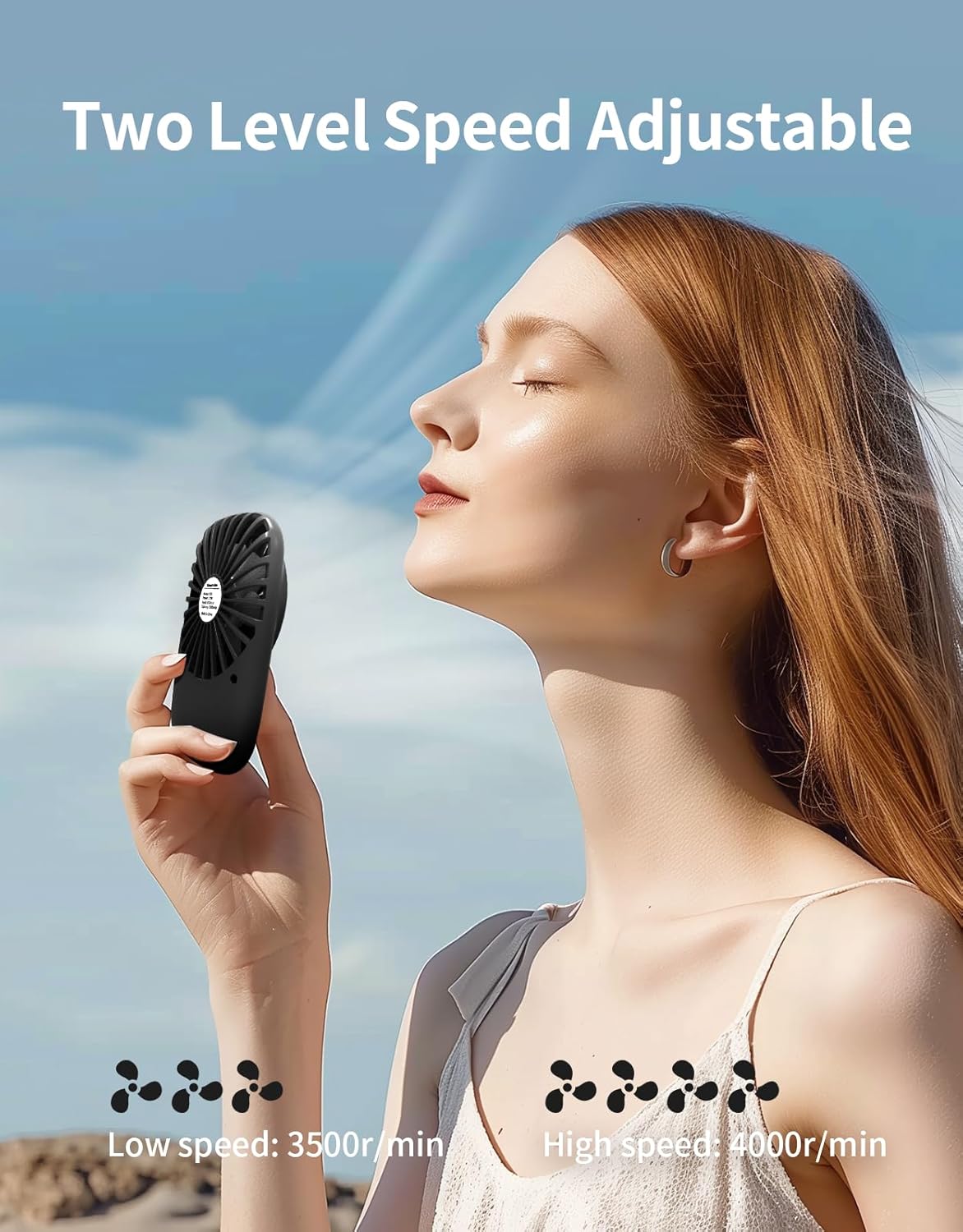 Aluan Handheld Mini Fan - Powerful USB Rechargeable Eyelash Fan for Kids & Adults | Black