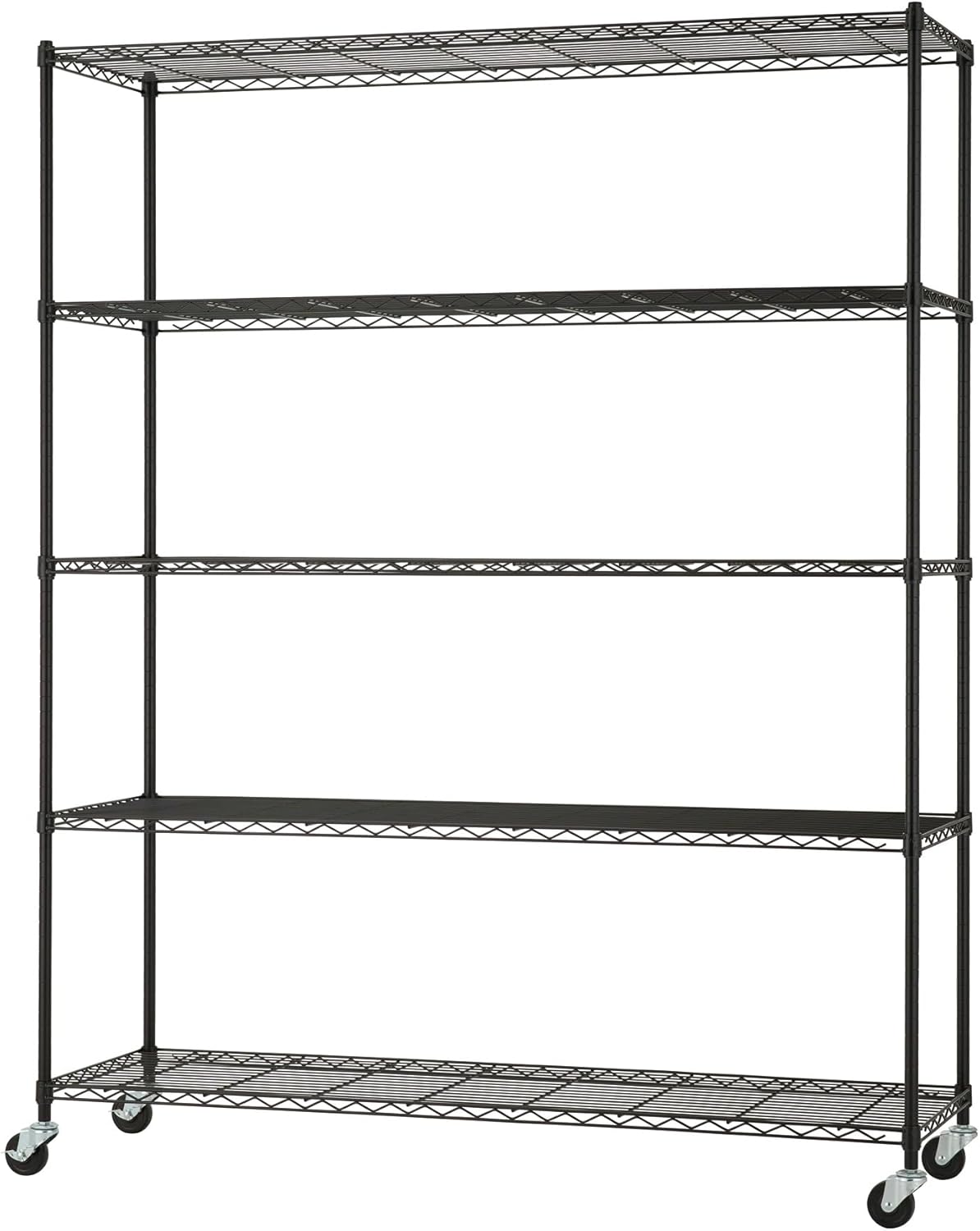 5-Tier Adjustable Wire Shelving by [Brand Name] - NSF Certified Kitchen & Garage Storage Rack | 500-2500 lb Capacity, 60” x 18” x 72”, Black
