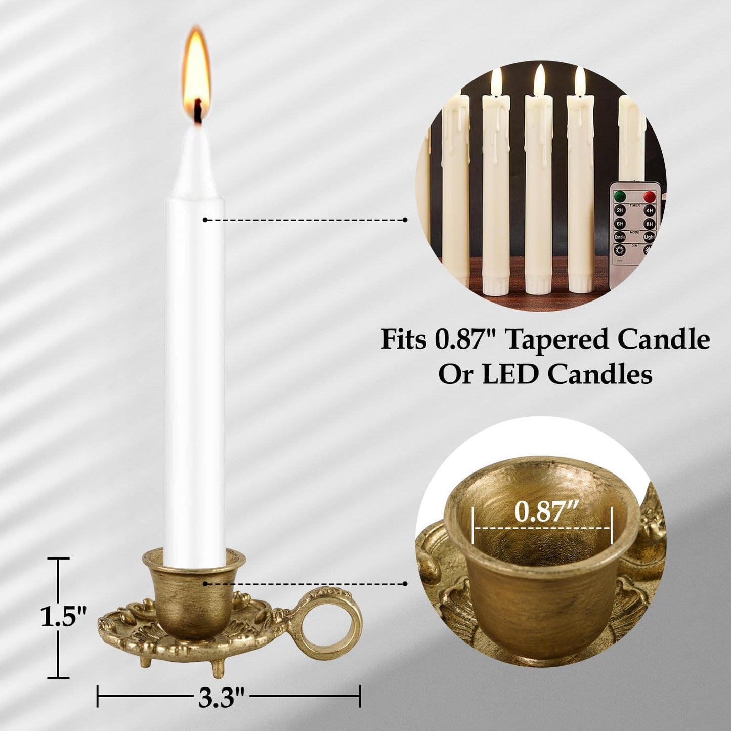 NIKKY HOME Gold Taper Candle Holders - Vintage Metal Candlesticks for Elegant Table Centerpieces | Set of 2