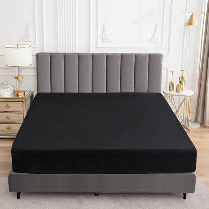 Sufdari Waterproof Mattress Protector - Twin Size Bed Cover with 18" Deep Pocket - Black