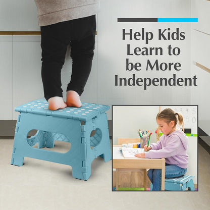 Skiennix Handy Laundry Folding Step Stool - Lightweight & Sturdy for Adults & Kids - Easy One Flip - Teal, 9 Inch (Pack of 2)