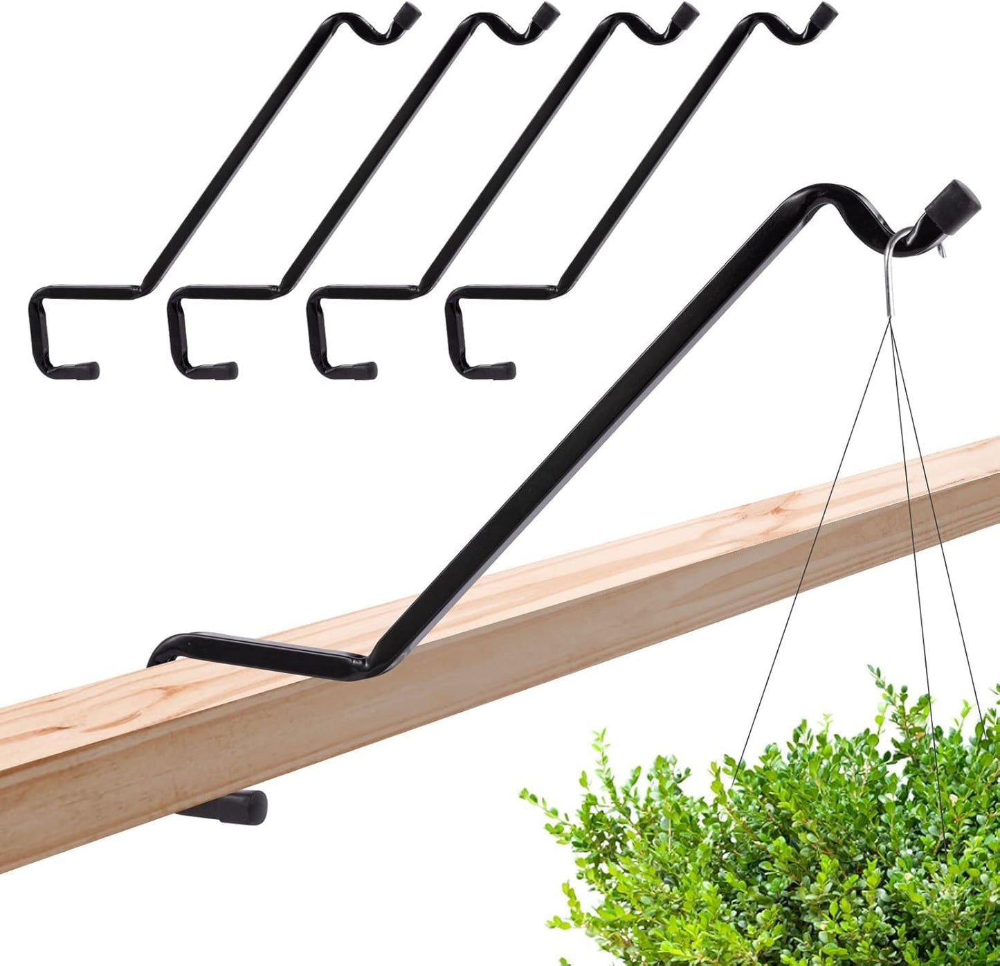 Biubee Deck Bird Feeder Hanger - 4 Pack Extended Angled Metal Plant Hangers for 2" x 4" & 2" x 6" Rails