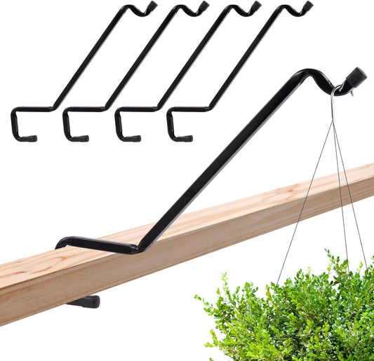 Biubee Deck Bird Feeder Hanger - 4 Pack Extended Angled Metal Plant Hangers for 2" x 4" & 2" x 6" Rails